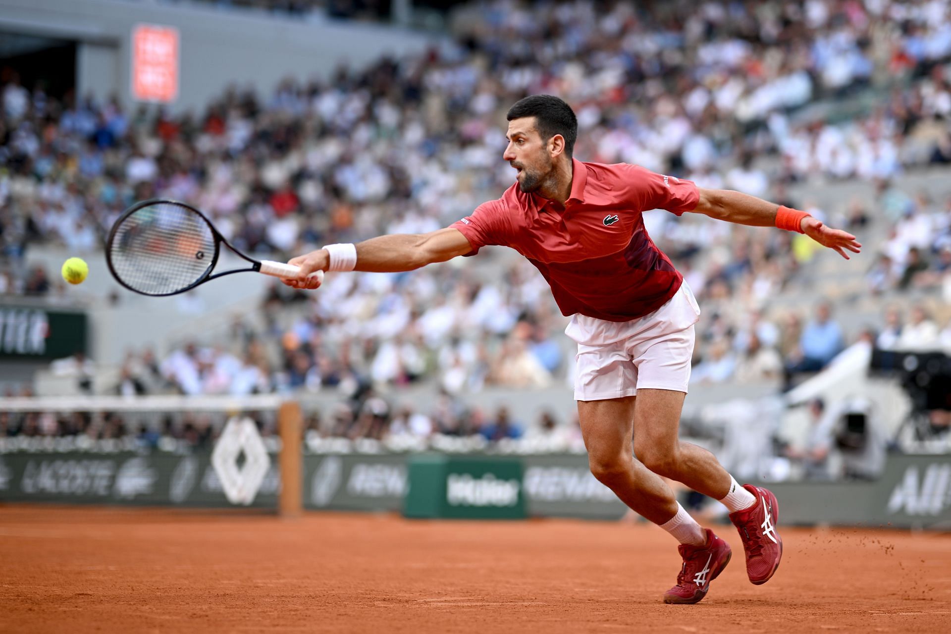 Novak Djokovic in action at the 2024 French Open (Source: Getty)